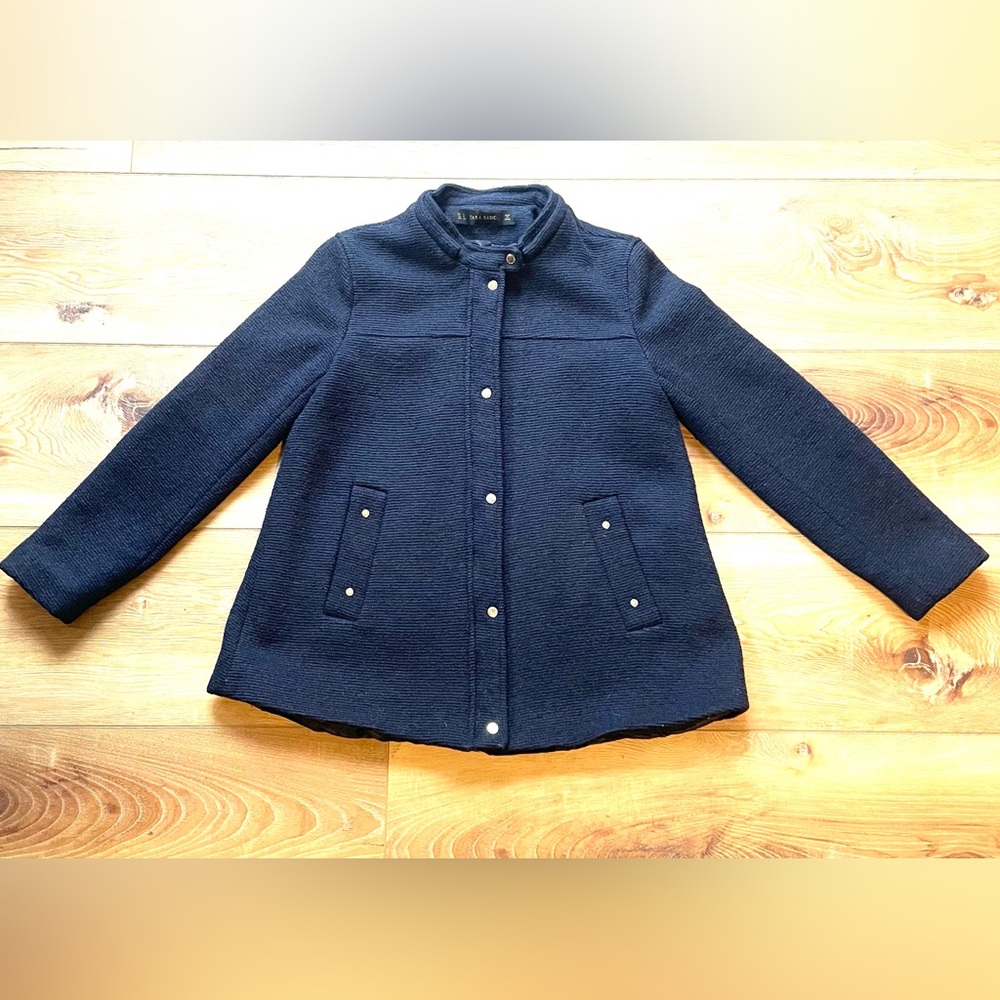 Zara Basic Navy‎ Textured Jacket - Picture 2 of 11